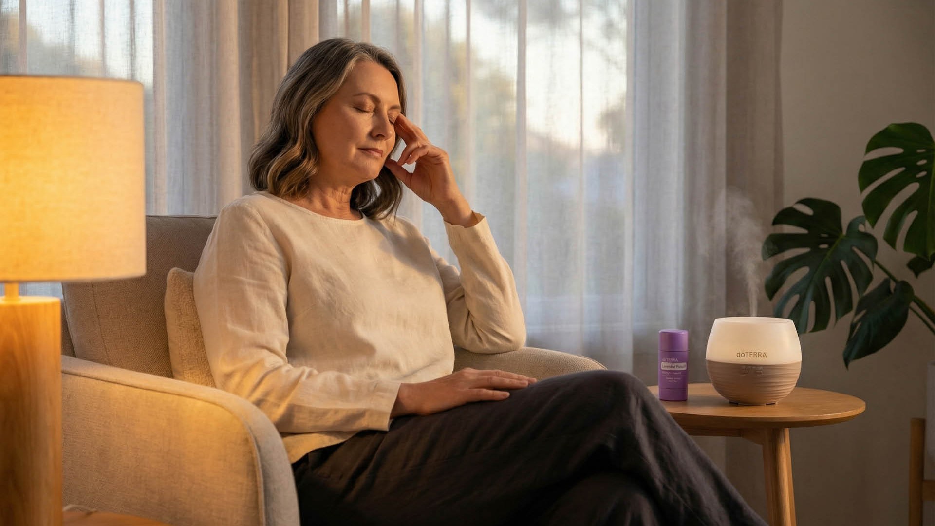 Diffusing essential oils as part of an evening ritual